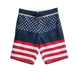 Burnside Board Shorts Swim Trunks Men's Size 32 Patriotic Stars & Stripes USA